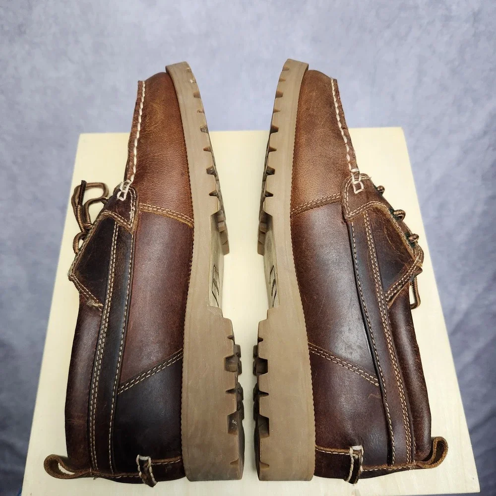 GH Bass Manchester Mens‎ 9M Brown Leather Lug Sole Boat Shoes 2225-226